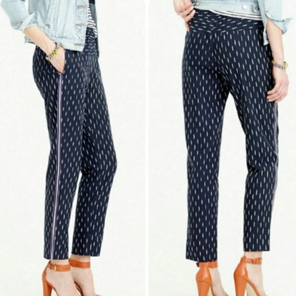 J. Crew Pants - J CREW Beach Pant Metallic Ribbon Navy Ikat 6
